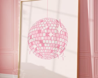 Roze discobalprint: funky slaapzaaldecor (digitale download)
