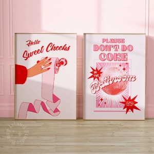 Cute Restroom Prints, Hello Sweet Cheeks Print, Wall Art, Restroom Decor, Girly Pink Prints, Retro Art Print, Vintage vibes,