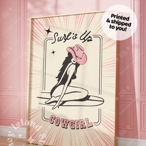 Coastal Cowgirl print Retro Cowgirl Poster Vintage Western Aesthetic, Pink Decor Preppy Wall Art Dorm Decor Cowgirl Western