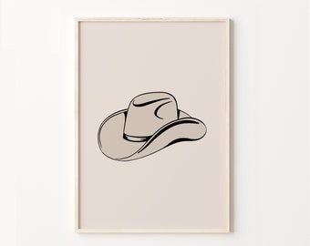 Cowboy Hat Art Print, Western Neutral Wall Decor (Digital Download)