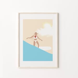 Surfing Cowgirl Western Printable Wall Art,  Surf Boho Cowgirl Wall art, Cowboy Boho Wall decor, Cuto Boho illustration, Beach  prints