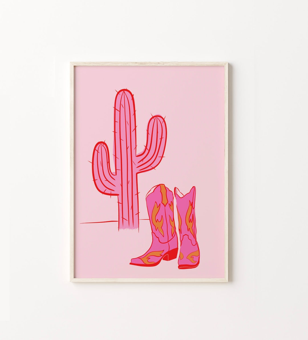 Pink Cactus Printable Art, Desert Prints, Pink Desert, Cactus Wall Art ...