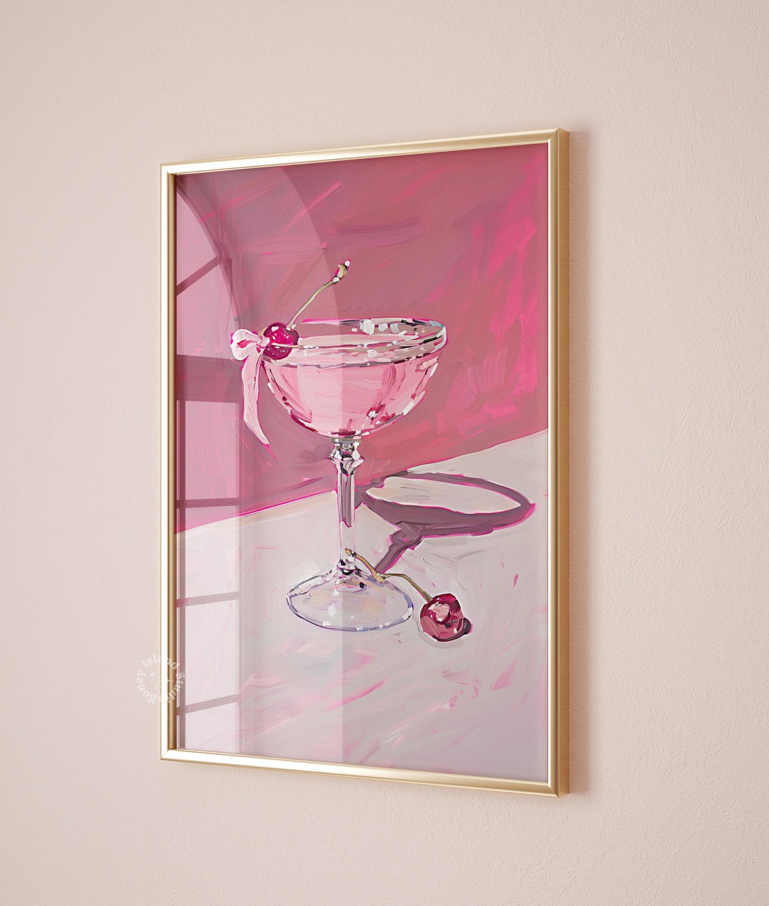 Coquette Cocktail Print: Pink Girly Bar Cart Art (UNFRAMED)