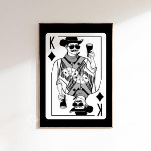 Naipes King, carta de póquer de vaquero, póster King of my heart, decoración del oeste, carta de póquer King, decoración de parejas, SIN MARCO