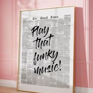 Odtwórz tę funky muzykę, Wydruki z gazet, Wydruki z motywem dyskoteki w stylu vintage, Sztuka ścienna z typografią, Wydruki z motywem wózka barowego, Modna sztuka ścienna, NIEOPRAWIONE
