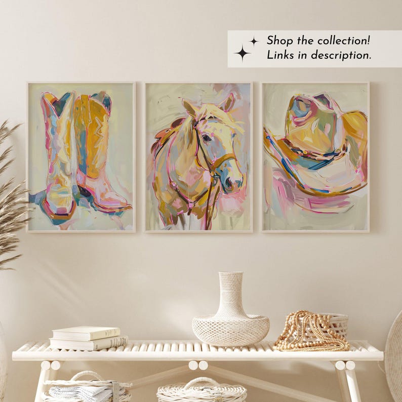 Horse Painting Wall Art, Abstract Western Print, Modern Cowgirl Poster, Ranch Style Wall Decor, Trendy Cowgirl Decor, UNFRAMED