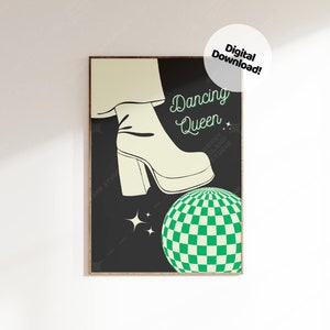 Dancing Queen Print, Mamma Mia Art Print, Dorm Decor, Discoball Print, Retro style, Digital Download