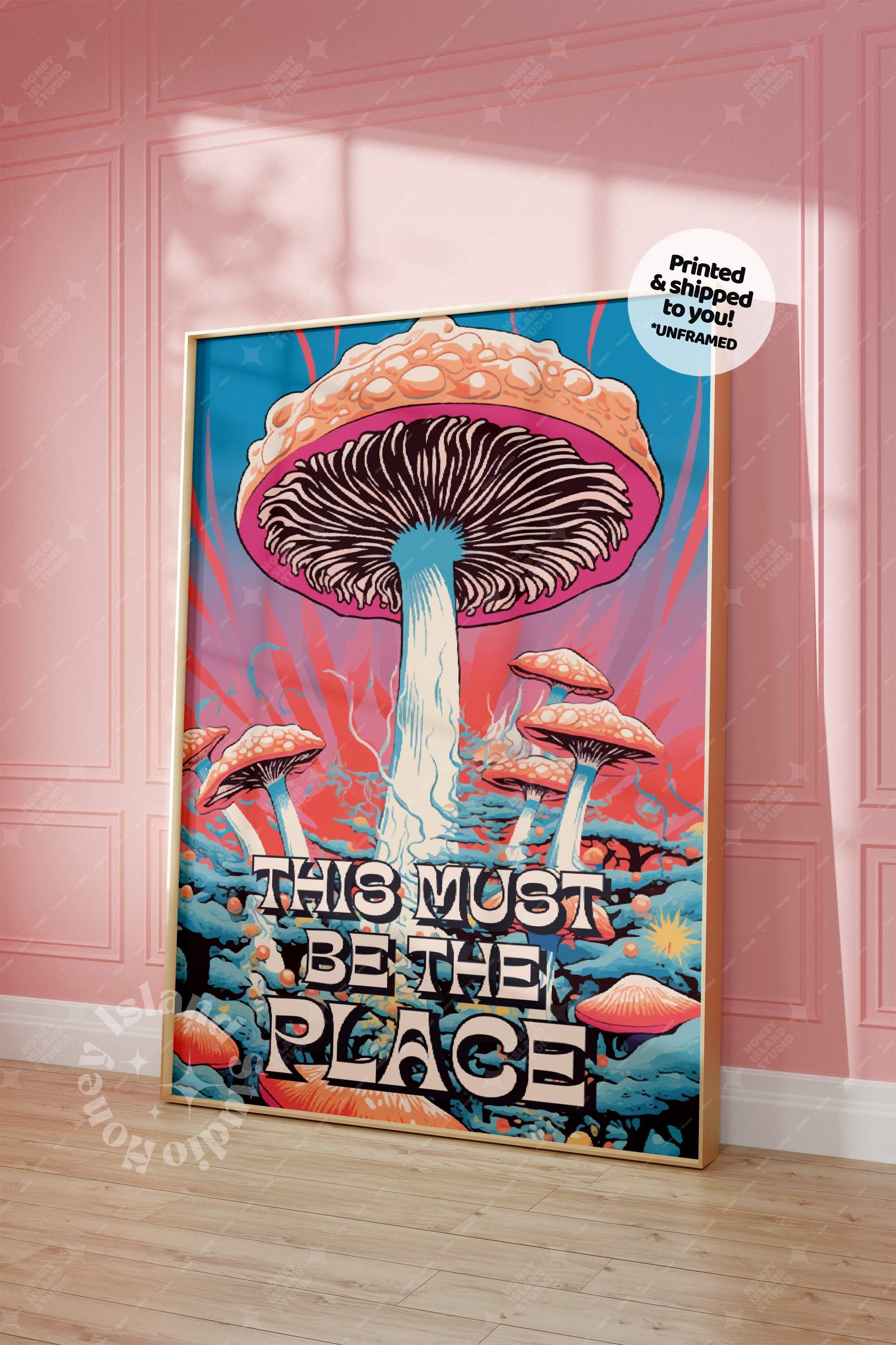 70s ビンテージ　mushroom ポスター Retro 70s Mushroom Art Print, This Must Be the Place Poster - Etsy