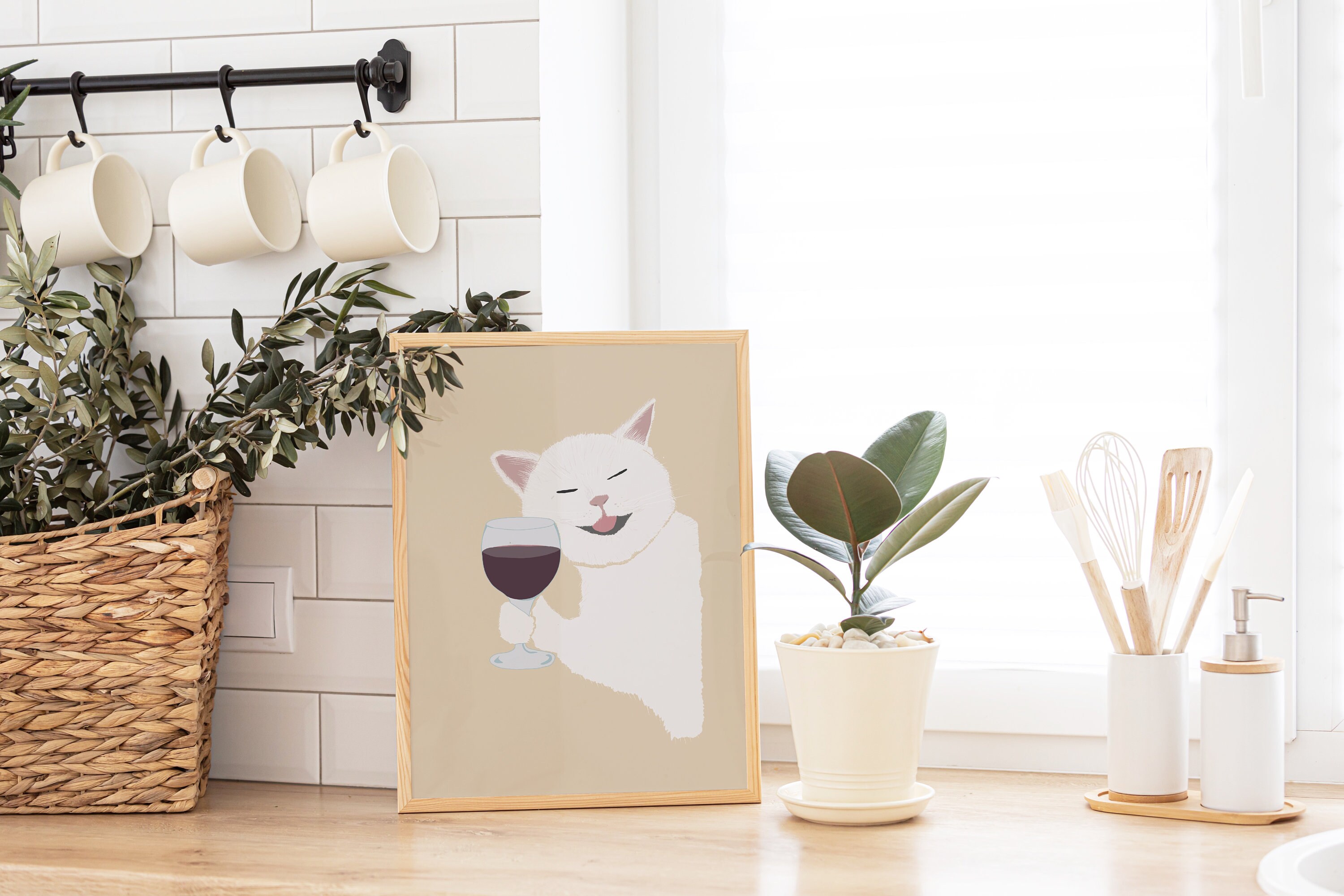 Wine Cat Printable Art Wine Cat Poster Drunk Cat Print Cat - Etsy
