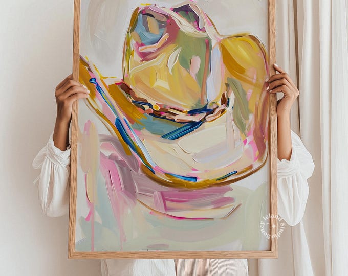Cowgirl hat Painting, Western print, Cowboy hat Print Wall Art Poster,  UNFRAMED