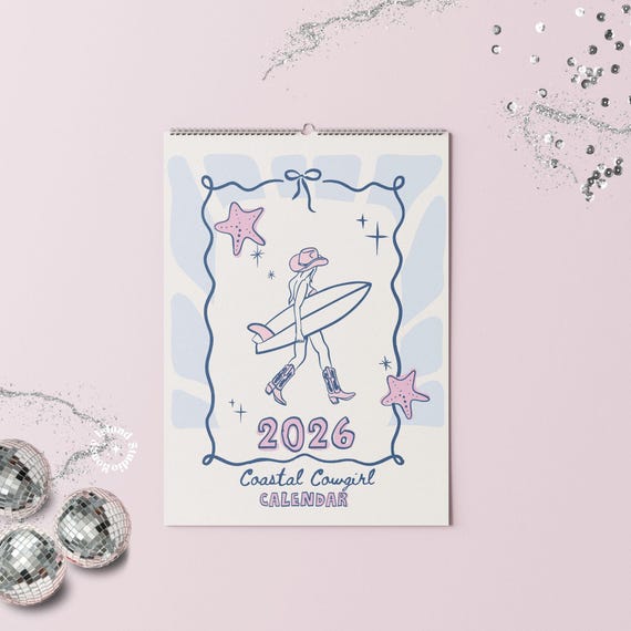 Coastal Cowgirl 2026 Wall Calendar, Y2K Planner