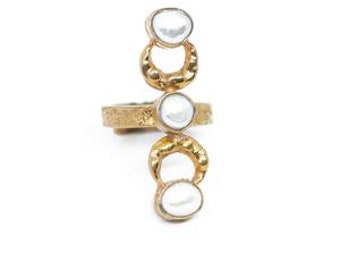The DIVINE Goddess Ring • Real Gold Goddess Ring • Empowerment Ring • Divine Feminine Ring • Three Pearl Ring • Freshwater Triple Pearl Ring