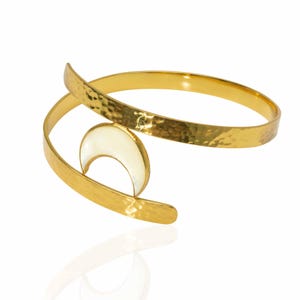 PURNAMA Arm Band Crescent Moon Gold and Silver Adjustable Upper Arm Cuff