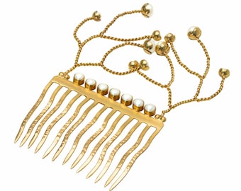 The PRECIOUS PEARL Hair Couture, Gold Pearl Hair Comb, Luxury Wedding Headpiece, Bridesmaid Hair Pin Comb, Wedding Hair Accessory, Hair Comb