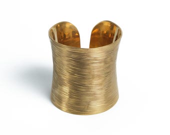 AISHA Bangle • Classic Bangle Bracelet • Upper Arm Cuff • Brass Cuff Large Size Bracelet • Adjustable Brass Cuff • Gold and Silver Bangle