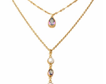 OSAM NECKLACE & BACK Piece, Gifts for Her, Gold Chain Necklace, Handmade Jewelry, Bridal Jewelry, Wedding Jewelry, Christmas Gift for Her