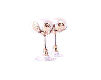 The SHAKTI Pearl Stud Earrings • Pearl Earrings • Handmade Earrings • 24k Gold Earrings • Gifts for Girlfriend • Bridesmaid Earrings