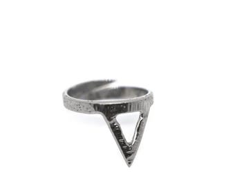 The PYRAMID Ring • Sterling Silver Pyramid Ring • Ring with Pyramid Triangles • Pearl Ring Set • Pearl Signet Ring by Caitlyn Minimalist