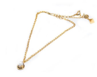 PEROLA Necklace • Locket Necklace • Pearl Necklace • Handmade Necklace • Gold Initial Necklace • Christmas Gift • Necklace Gift for Her