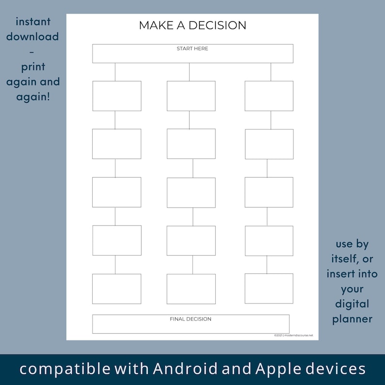 Decision Making Tree Worksheet.pdf Decision Tree Printable | Minimalist Problem Solving Worksheet (PDF ...