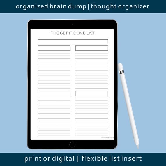 The Get It Done List Printable/insert Minimalist Planner - Etsy