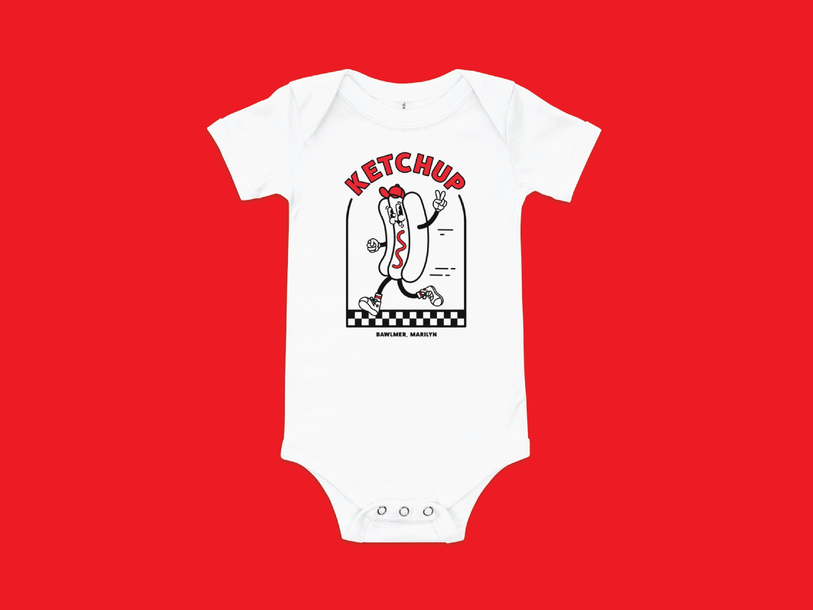 Ketchup Baby T-Shirt | Hot Dog Race, Baltimore Orioles, Cute Baby Shirts
