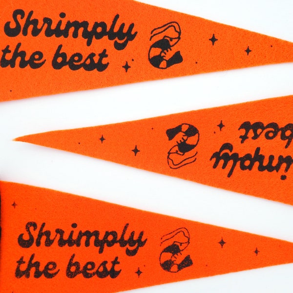 Orange Shrimply the Best Mini Pennant | Felt Pennant, Shrimp Pennant, Shrimp Gifts