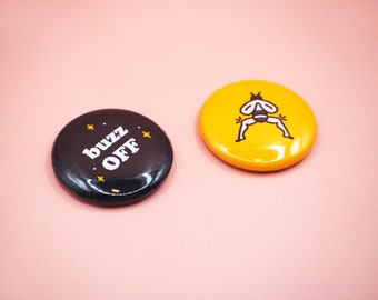 Bumble Bee 1" Pinback Buttons | 2 Pack