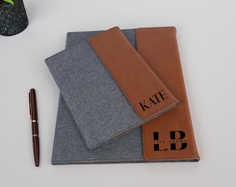 Personalized Portfolio with Refillable Notepad, Notepad Cover,Engraved Leather Portfolio, Gift Custom Padfolio Custom Portfolio Graduation