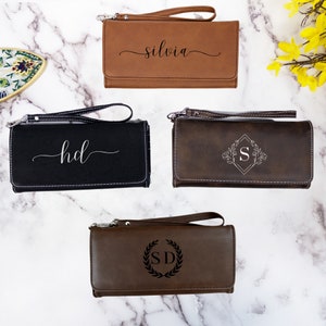 Regalo de San Valentín para ella, billetera personalizada para mujer, regalo del Día de la Madre, billetera grabada, billetera con monograma para novia, regalo personalizado para