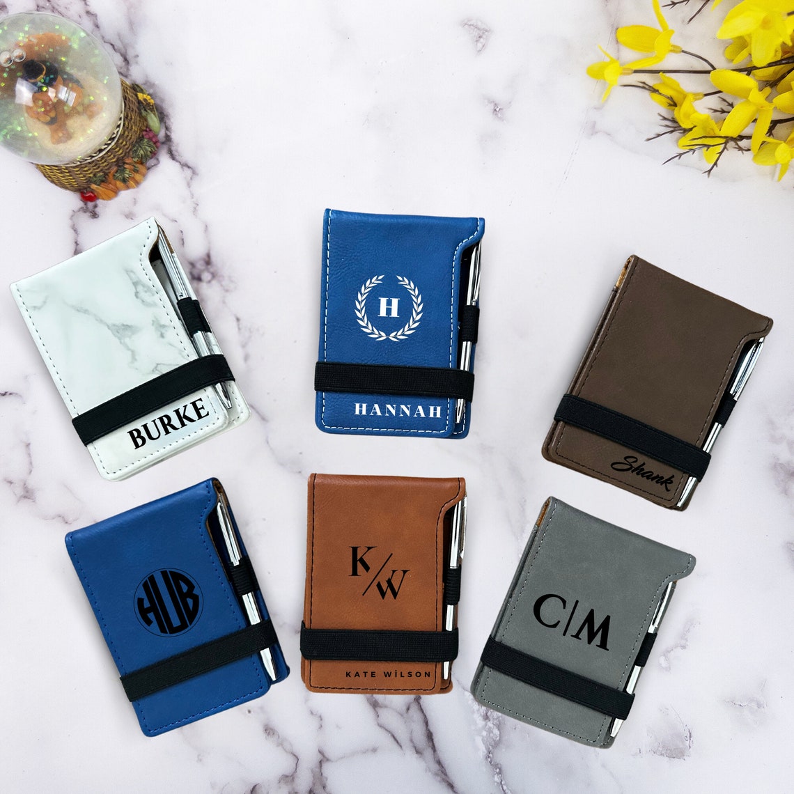 Custom Pocket Notepad With Pen, Personalized Leather Mini Notepad With ...