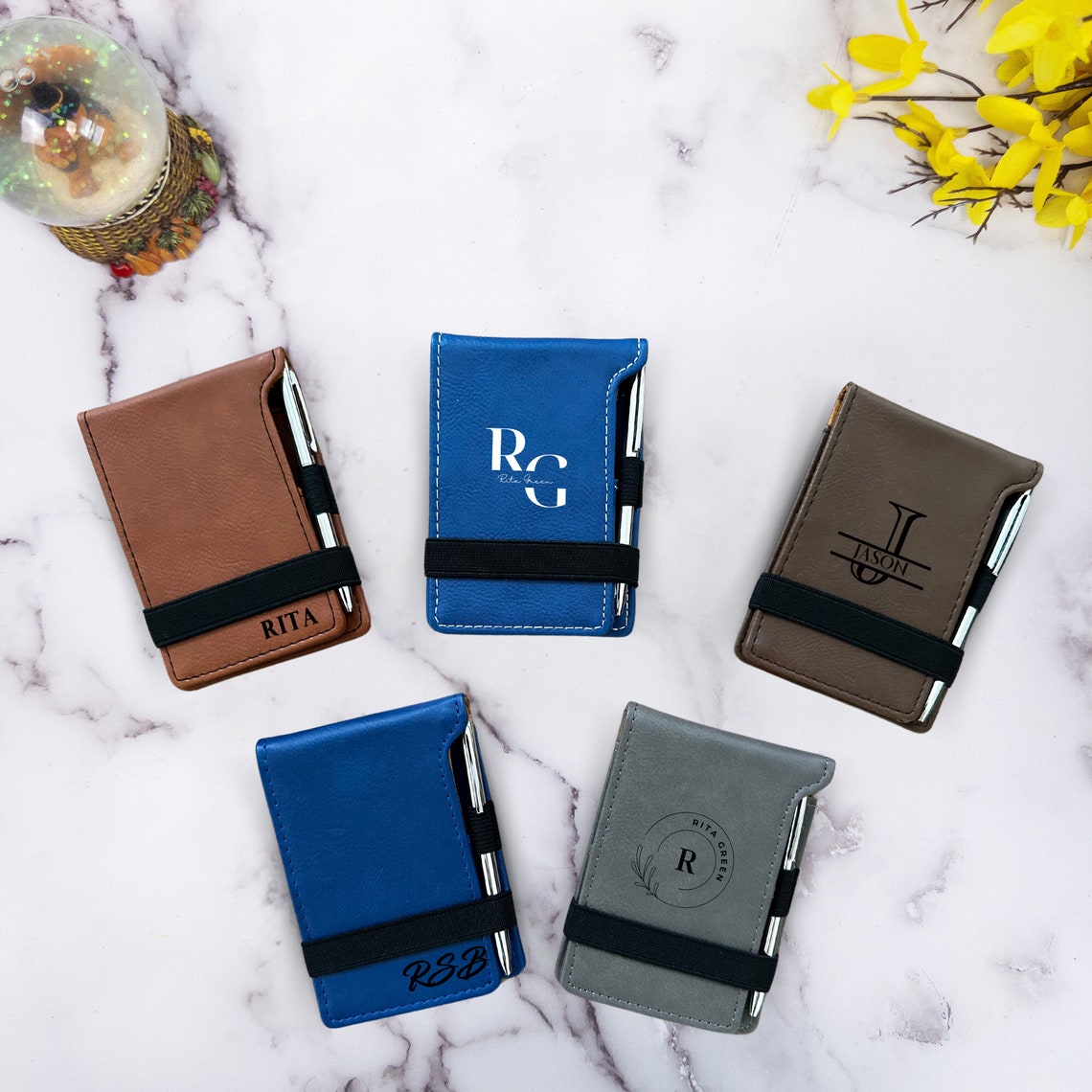 Custom Pocket Notepad With Pen, Personalized Leather Mini Notepad With ...