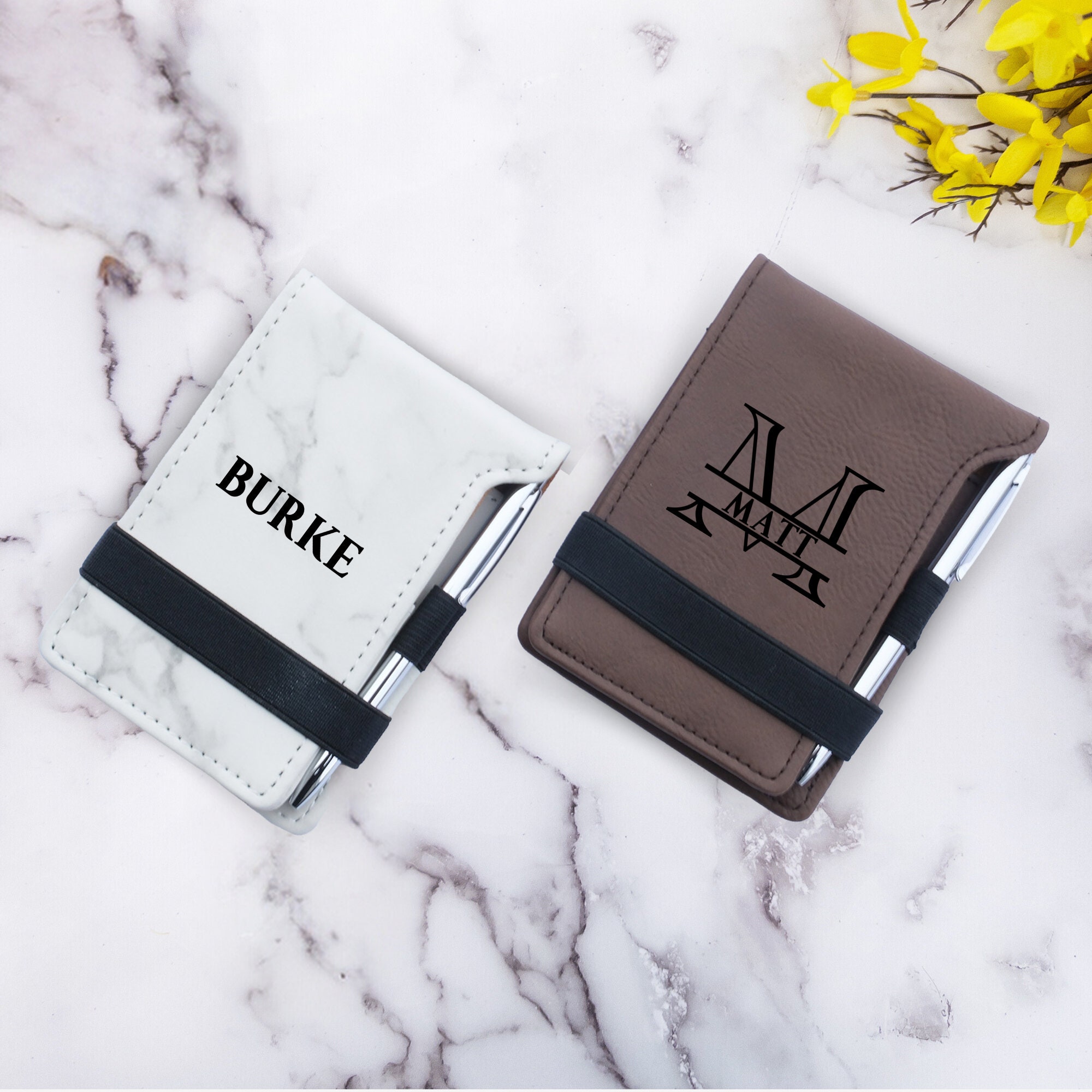 Custom Pocket Notepad With Pen, Personalized Leather Mini Notepad With ...