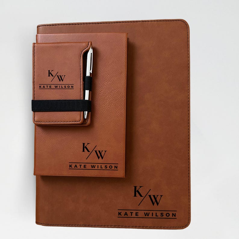 Personalized Leather Gift Set Custom leather Gift Set Portfolio with Zipper Custom Notepad with Pen Journal Padfolio, Company Gift Set Bild 8