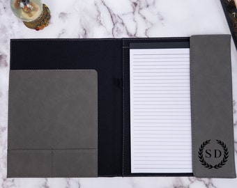 Personalized Leather Portfolio, Refillable Padfolio with Notepad, Graduation Gift, Business Gifts, Notepad Cover, Custom Monogram Portfolio