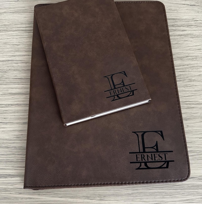 Personalized Leather Gift Set Custom leather Gift Set Portfolio with Zipper Custom Notepad with Pen Journal Padfolio, Company Gift Set Bild 13