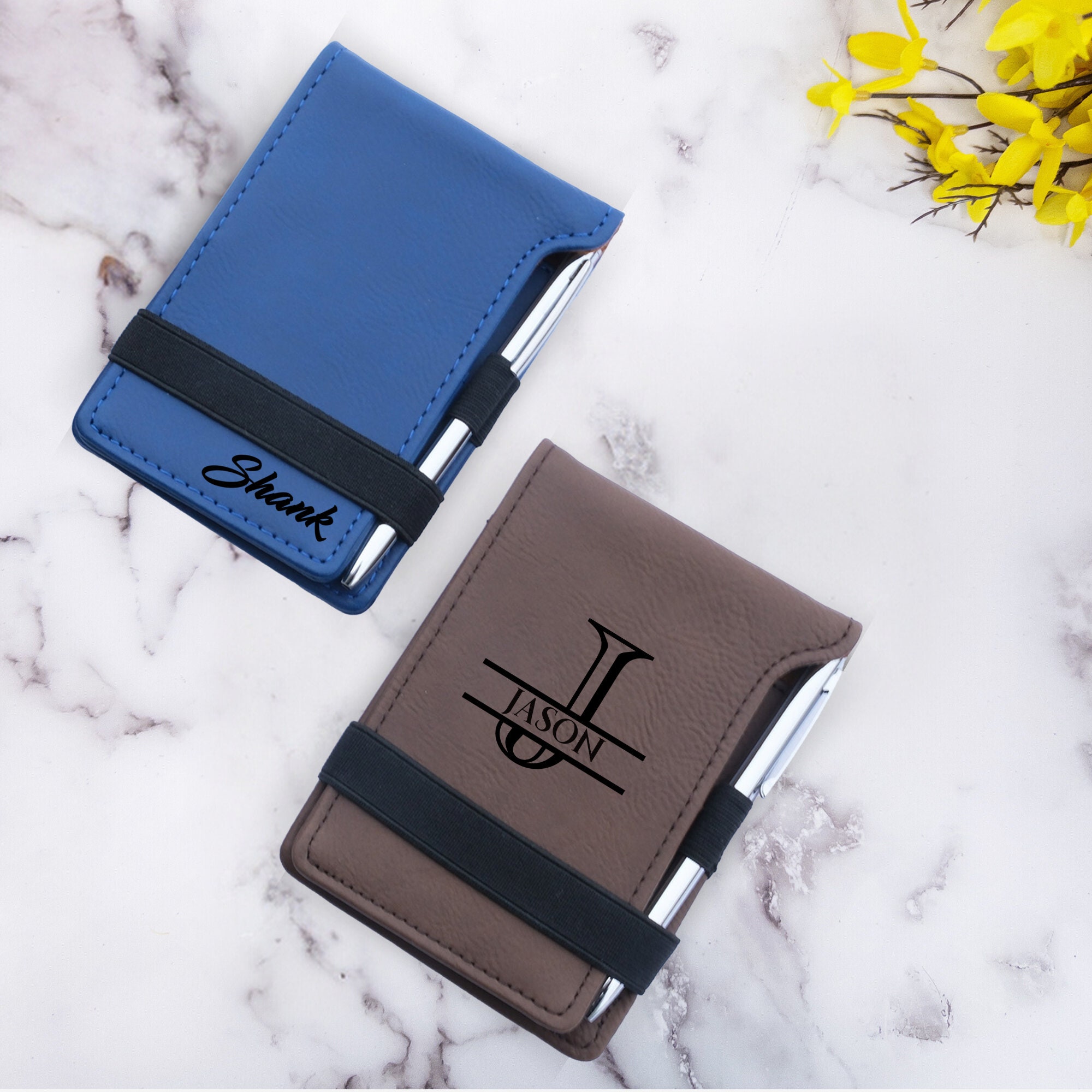 Custom Pocket Notepad With Pen, Personalized Leather Mini Notepad With ...