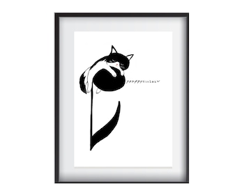 Cat music lover Studio wall decor Digital print Download