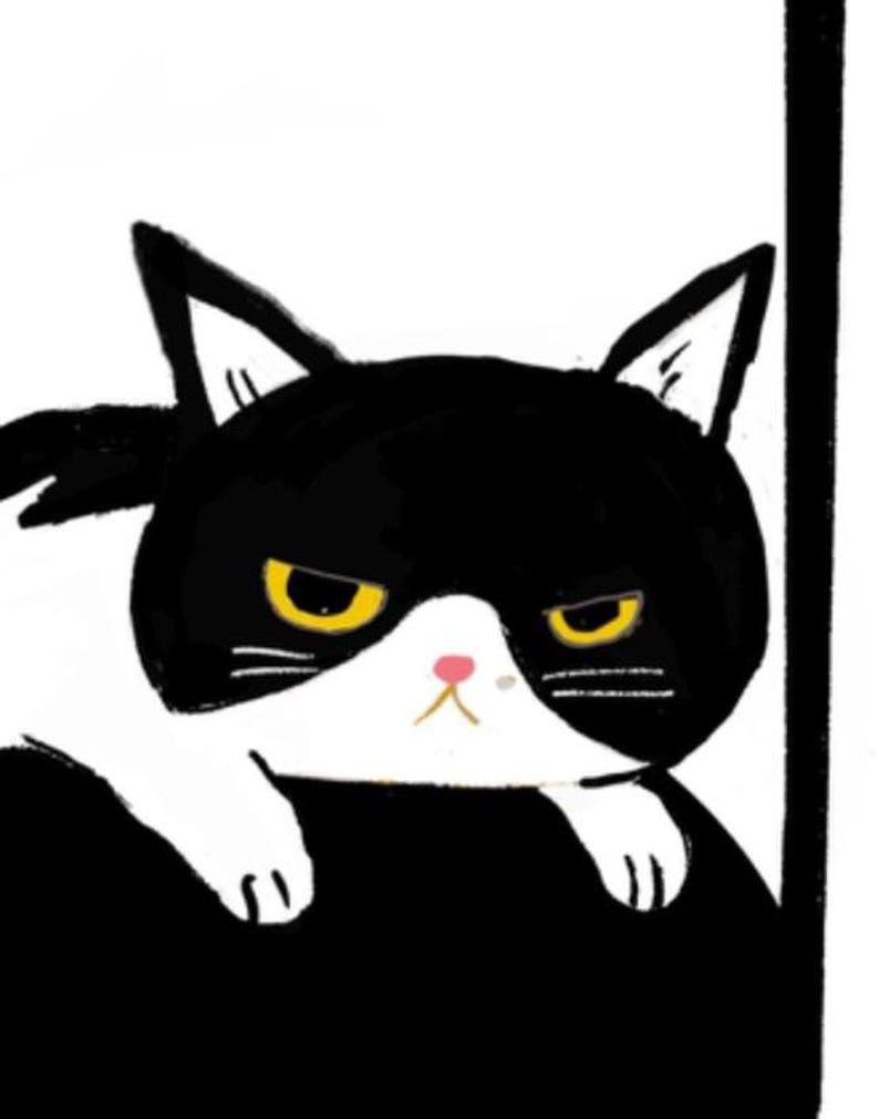 Funny cat on note music piano lesson studio print decor image 3