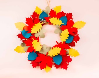 Fall Leaf Paper Wreath DIY Craft Kit | Fun for Kids and Adults | Fall Decor | Handmade | Easy to Make | Seasonal Craft Kits | 6in Wreath