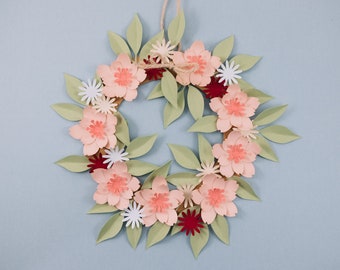 DIY Cherry Blossom Wreath Kit | Fun for Kids and Adults | Spring Decor | Handmade | Easy to Make | Seasonal Paper Craft Kits | 6in Wreath