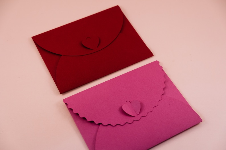 Heart clasp envelopes, value pack of 2 or 5, 65-80lb thick cardstock, A2 or 10 size with notecard, handmade stationery, assorted colours image 2
