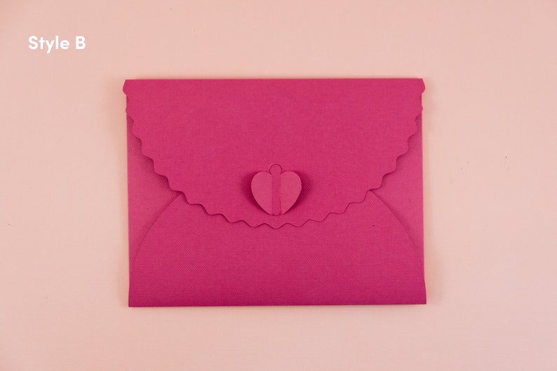 Heart clasp envelopes, value pack of 2 or 5, 65-80lb thick cardstock, A2 or 10 size with notecard, handmade stationery, assorted colours image 6