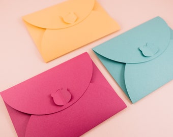 Animal clasp envelope, premium textured cardstock, A2 size with notecard, handmade for any occasion, assorted colours
