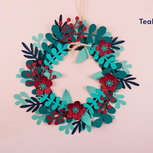 Paper Wreath DIY Craft Kit Fun for Kids and Adults Holiday Decor Handmade Easy to Make Seasonal Craft Kits 6in Wreath Teal (6in frame)