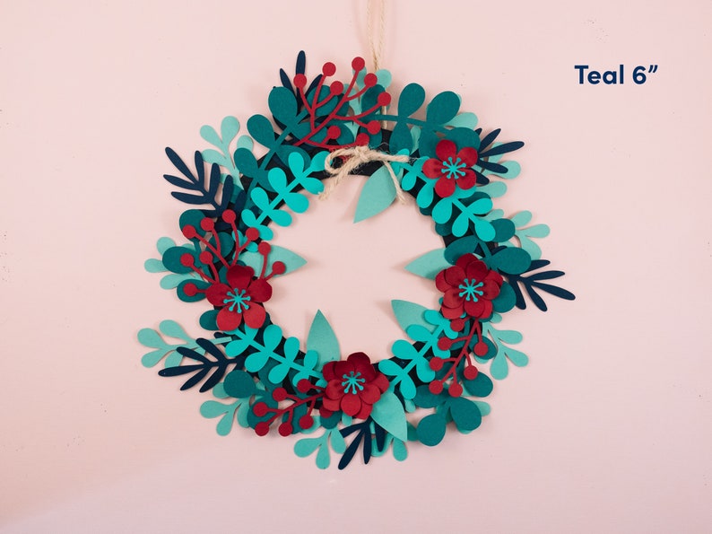 Paper Wreath DIY Craft Kit Fun for Kids and Adults Holiday Decor Handmade Easy to Make Seasonal Craft Kits 6in Wreath Teal (6in frame)