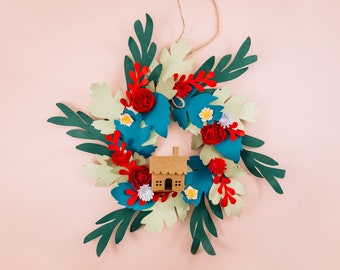 Festive DIY paper wreath kit | Fun for kids & adults | Holiday craft, Easy to make, Seasonal decor, 6in Christmas wreath