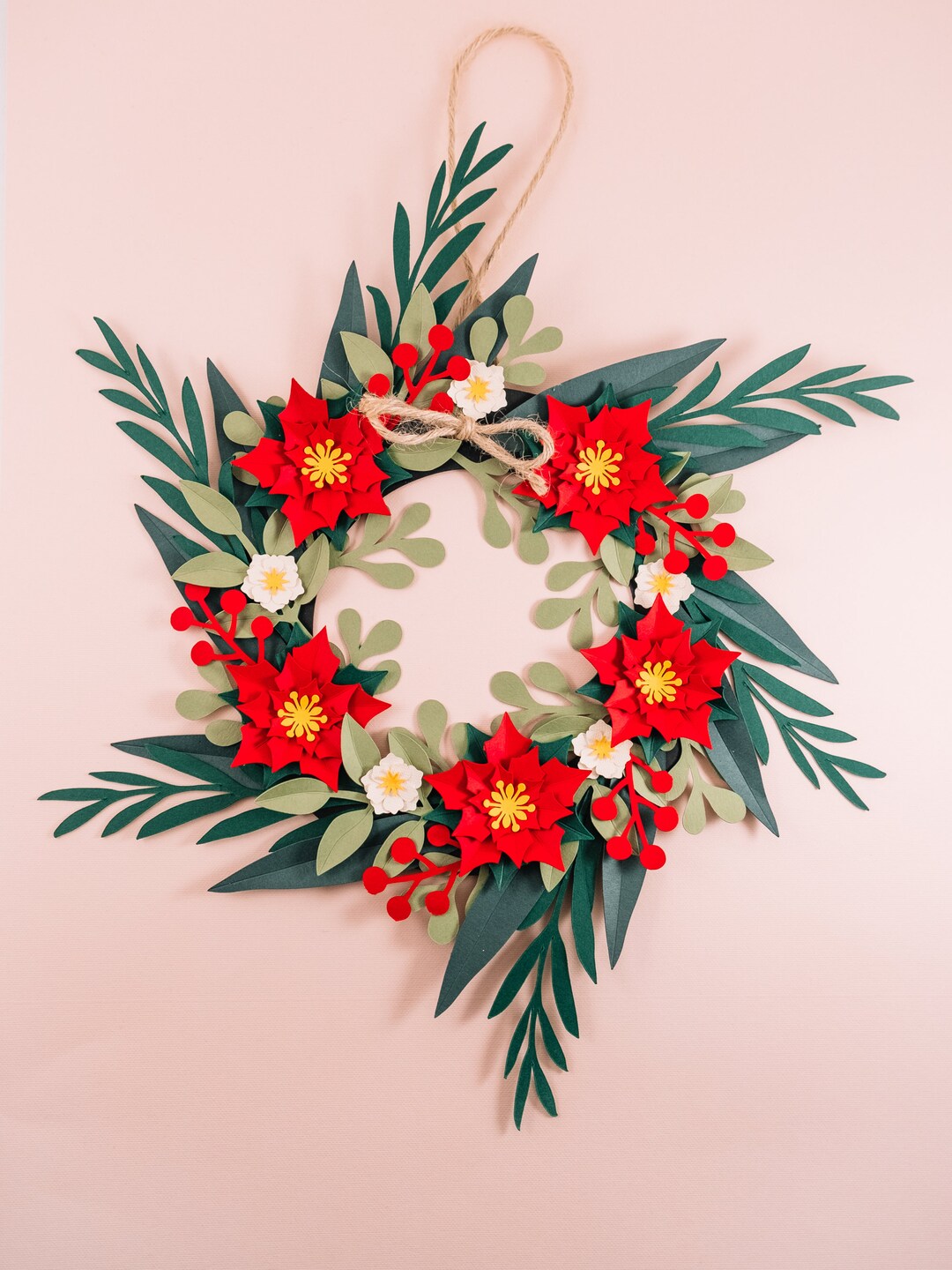 DIY Paper Wreath Kit, Handmade Paper Craft Kit, Holiday, 3D Decoration