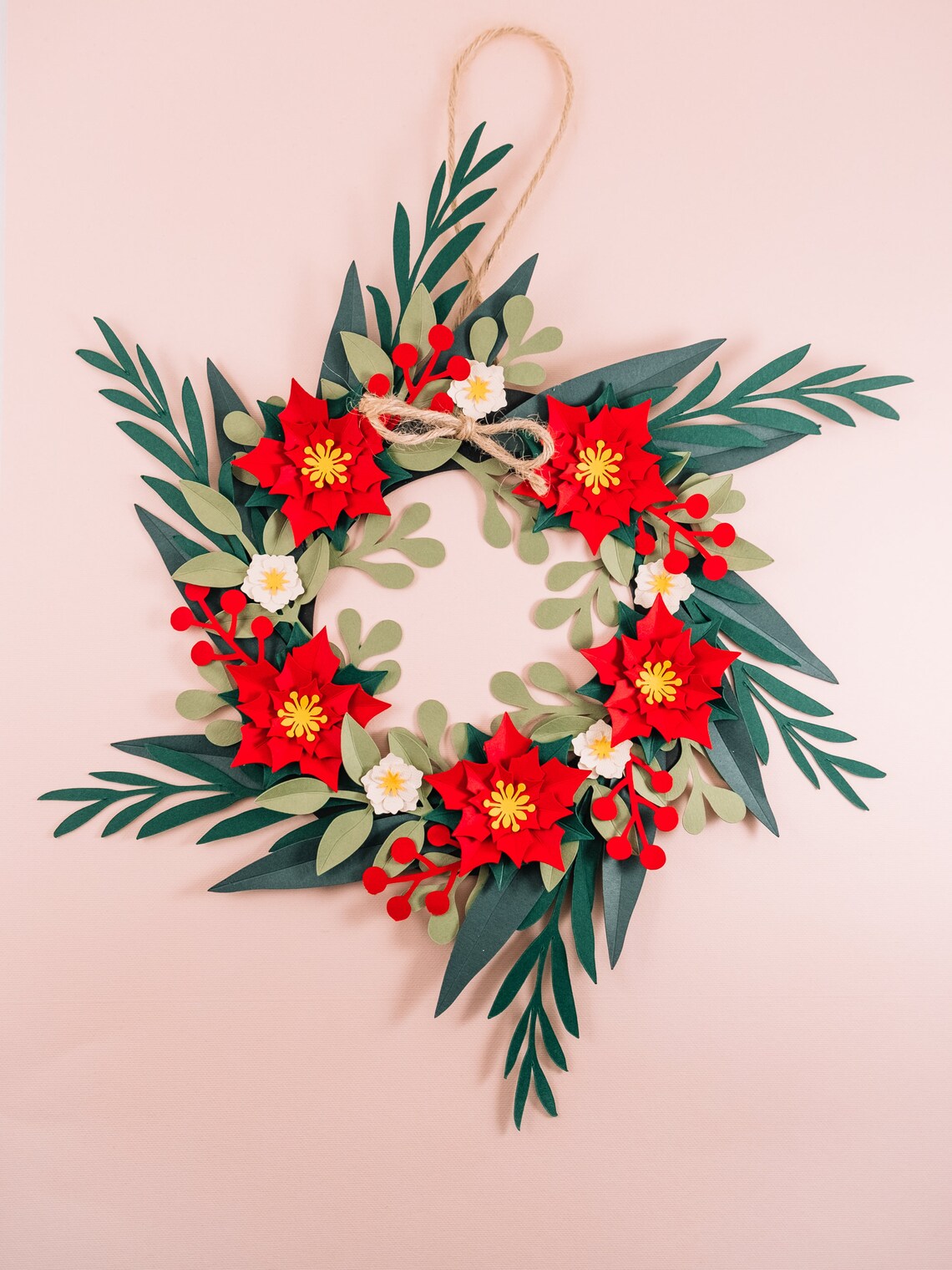 DIY Paper Wreath Kit, Handmade Paper Craft Kit, Holiday, 3D Decoration