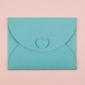 Heart clasp envelopes, value pack of 2 or 5, 65-80lb thick cardstock, A2 or 10 size with notecard, handmade stationery, assorted colours image 5
